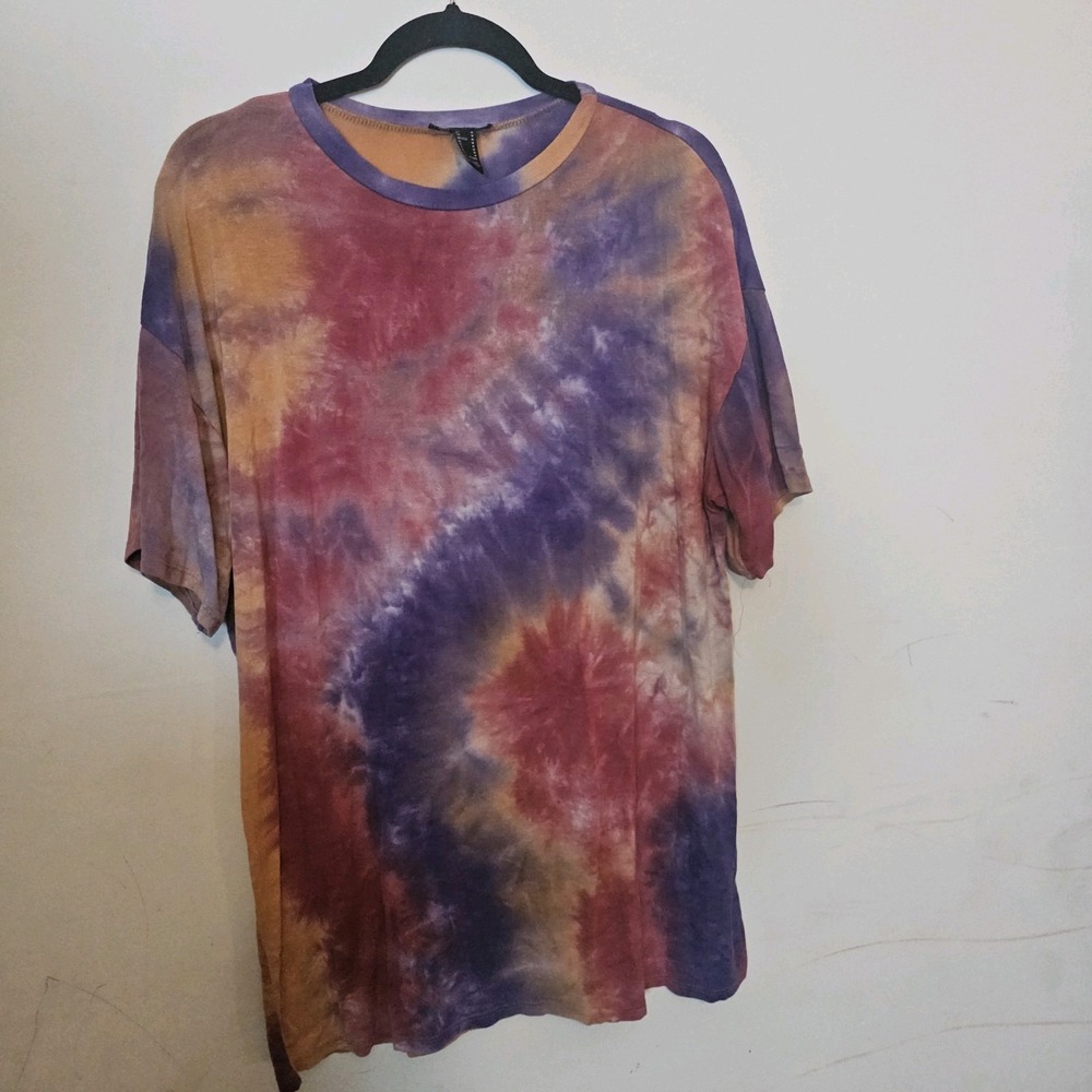 PUBLIK Colorful Tie Dye T-shirt Purple Orange Hippy Festival‎ Boho